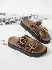 美式复古豹纹厚底拖鞋，时尚厚底一脚蹬鞋，百搭夏季户外鞋 - 豹紋棕 - 查看 7