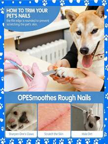 6件套小型动物美容套装，兔子美容套装，包含宠物指甲钳和锉刀、跳蚤梳、宠物洗澡刷、宠物脱毛耙刷、洗澡按摩手套、小型清洁梳 - 藍色 - 查看 7