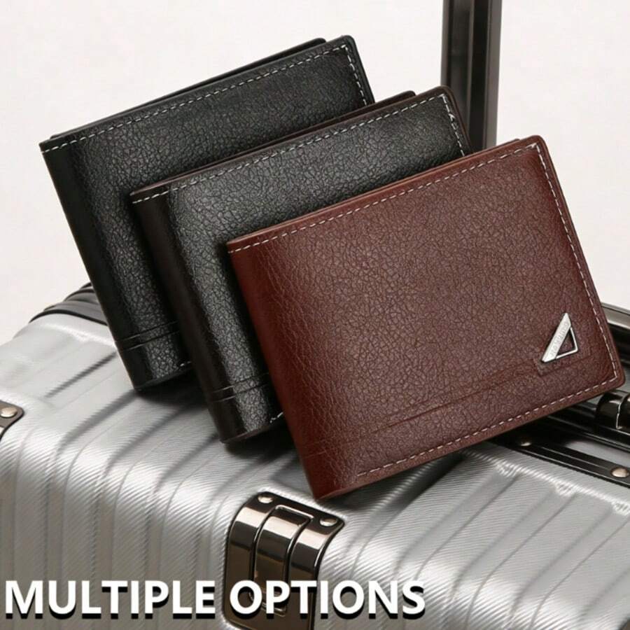New Men's Wallet Short Wallet Men's Youth Business Casual Horizontal Wallet Fashionable Large Capacity Wallet - màu nâu - Xem 1