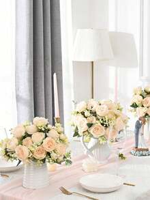 3pcs Champagne Artificial Peony Flowers, Lifelike Fake Peony Bouquet With Stems, Suitable For Wedding Bridal Bouquet, Home Decor, Party And DIY Floral Arrangement, Non-Fading, Ideal For Spring/Summer Mother's Day Gift - Multicolor - View 7