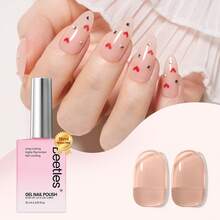 Beetles 1Pcs 15ML HEMA-Free Nude Brown Gel Polish, Natural Nude Jelly Nail Concealer, Oat Latte Fall Color, Sheer Translucent Effect, Soak Off UV Nail Art Manicure Gifts - Nude Jelly - 查看 7