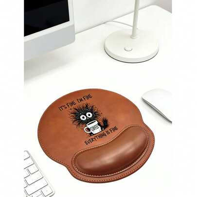 Wrist Rest Mouse Pad - "I'm Fine, Everything Is Good" Cat Coffee Mouse Pad With Wrist Rest Interesting Black Hedgehog Cat Coffee Cup Ergonomic Leather Mouse Pad For Office Desk Cute Cartoon Cat Gaming Mouse Pad With Wrist Rest, Suitable For Laptop
