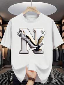 Camiseta de manga corta para hombre, modelo normal, con diseño veraniego y letras estampadas. - Blanco - Ver 1