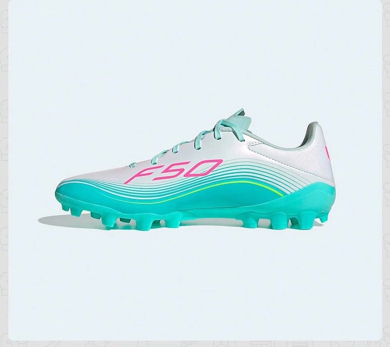 Adidas Giày bóng đá đinh ngắn tùy chỉnh mới dành cho nam và nữ, phù hợp với sân cỏ nhân tạo 2G/3G AG. - Trắng/Xanh bạc hà/Hồng - Xem 1