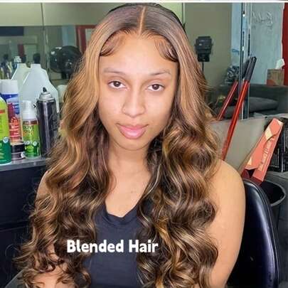 200% Density Highlight Wig Human Blended Hair Ombre Body Wave Lace Front Wigs Blended Hair 34 Inch 13x4 HD Transparent Honey Blonde Body Wave Lace Frontal Wig P4/27 Colored Honey Blonde Body Wave Lace Wig Pre Plucked Natural Hairline With Baby Hair
