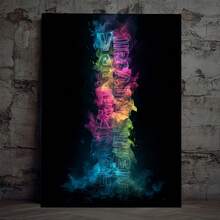 2D Plano, 1 pieza VapewaveMagicCanvas Arte de luz neón | 30.48x40.64 cm 2D Plano Luciérnaga Acuarela Palabras, Colores vibrantes, Lienzo envuelto, Exhibición montada en la pared o mesa, Arte de pared de neón, Decoración de mesa, Arte de pared moderno, Impresión de alta calidad - Sin marco - Ver 1