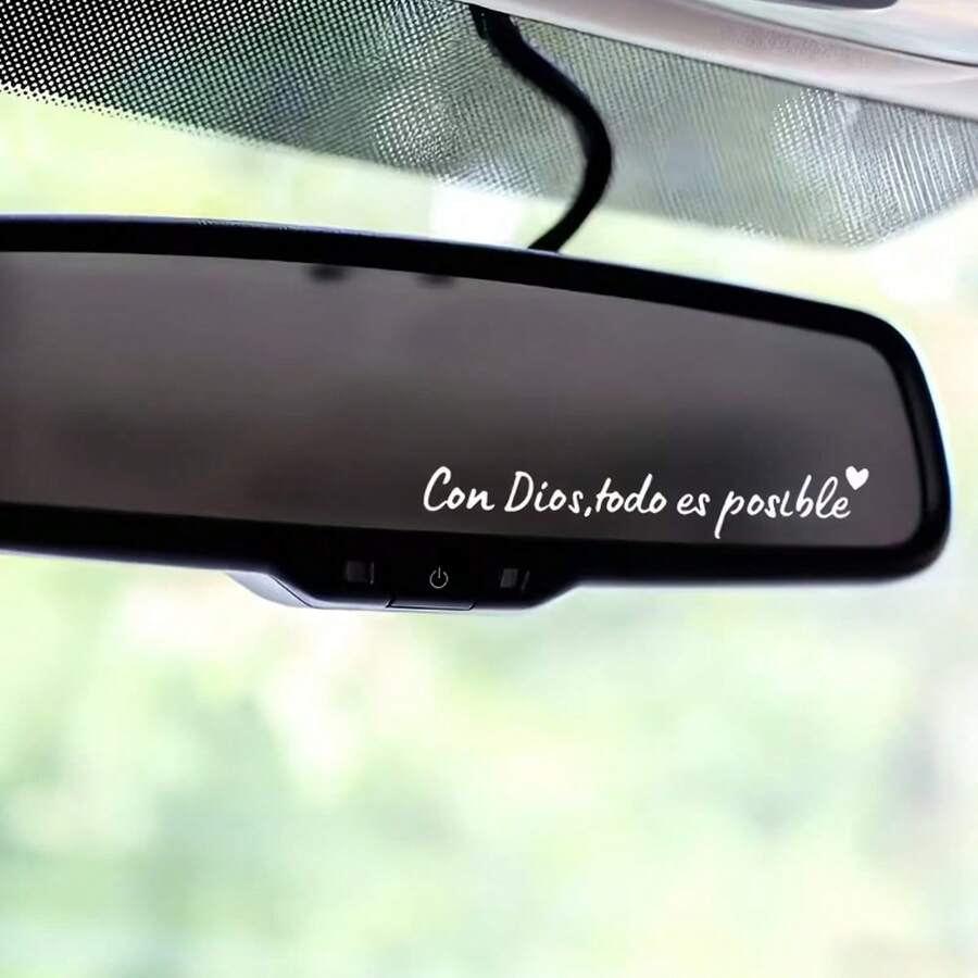 With God, All Things Are Possible' Spanish Faith Text Car Sticker, Rearview Mirror Decal, Waterproof & Sunproof Universal Car Interior/Exterior Decoration Sticker - Decorative Stickers - View 1