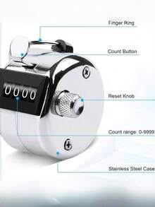 Metal Handheld Counter, 4-Digit Pure Mechanical Counter (0-9999), Battery Free, One Key Counter, Digital Counting, Portable Dynamic Clicker/Timer, Diamond Threaded Metal Knob, Suitable For Golf Training, Sports Training Activity Management, Inventory Management, Outdoor Toys - Multicolor - View 9
