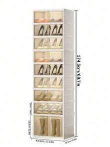 3/6/9-Layer Portable foldable shoe rack suitable for wardrobes, easy to assemble transparent shoe and sports shoe storage cabinet with magnetic doors, foldable wardrobe storage and storage space - Blanco - Ver 10