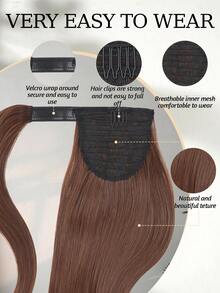 WIGGAGA 夏季时尚灵感 女士度假穿搭 情人节夏季穿搭 夏季合成弹力环绕式马尾辫 18英寸直发假发片 带夹子 抽绳马尾辫接发 - 咖啡棕 - 查看 4