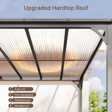 10x14FT Outdoor Lean Metal Gazebo, Asofer Hardtop Wall Mounted Gazebo With Metal Sloping Roof, For Backyard, Deck, Patio,Porch - Grey - View 7