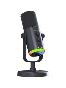 Easypie Selection Mikrofon USB/XLR untuk Gaming, Cocok untuk Podcast, Mikrofon Dinamis, Pencahayaan RGB yang Dapat Dikontrol, Tombol Mute Sentuh, Jack Headphone, Dudukan Meja, Cocok untuk Bernyanyi, Bermain Game, Live Streaming, dan Podcast - View 2