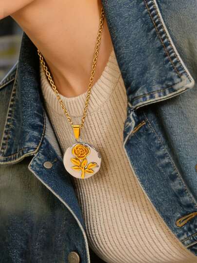 Shescity 1 chiếc vòng cổ choker nữ thời trang tối giản, phối hoa văn tương phản, thanh lịch.