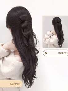 Tóc giả tết búi cài, kẹp tóc xoăn dài, tóc đuôi ngựa buộc lệch bên thanh lịch, tóc giả tết đuôi ngựa. - Nhiều màu - Xem 2