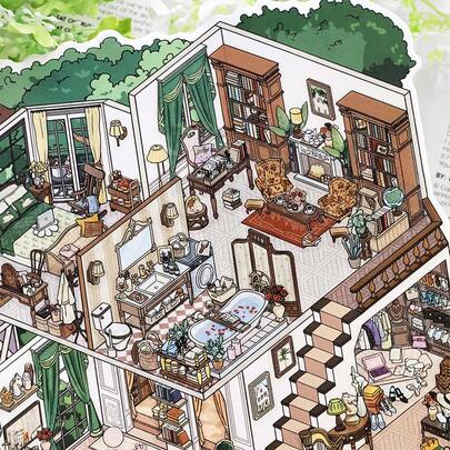 Naklejki na 4 arkusze/torby, seria "Paris Cottage", delikatne naklejki z motywem zwierząt domowych w stylu "Dom i Budynek", artykuły do scrapbookingu i akcesoria do notatników, używane do ozdabiania kartek, ramek na zdjęcia, komputerów, etui na telefony, kubków na wodę, starych czasopism, piórników, walizek, dekoracyjnych naklejek na biurko, naklejek na powrót do szkoły, artykułów szkolnych