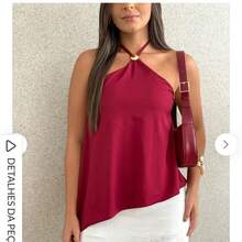 Manuela Dress In Pleated Crepe Fabric With Tie Details At The Back And Lining. - 酒紅色 - 查看 3