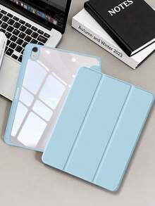 1 chiếc bao đựng máy tính bảng bằng acrylic gấp ba, chất liệu vải mềm màu trắng và xanh băng, tương thích với iPad Mini 6/7, Air, 9.7, 10.2, 10.5, Air 4/5, 10.9, Pro 11-Inch, 10th, 12.9, Air 11-Inch (M2) 2024, Air 11-Inch (M3) 2025, (A16) 11-Inch 11th Gen 2025, Air 13-Inch (M2) 2024, Pro 11-Inch (M4) 2024, Pro 13-Inch (M4) 2024. Chân đế gấp ba, khe cắm bút cảm ứng, viền mềm, mặt lưng acrylic, tự động bật/tắt màn hình. Chỉ bao gồm bao đựng máy tính bảng, không kèm bút. Một số model có khung viền ống kính. - Trắng băng xanh - Xem 2