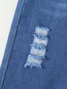 1pc Girls' Casual Loose Ripped Denim Shorts, Fashionable Versatile Outdoor Shorts For Summer - Medium Wash - View 5