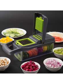 14 en 1 Picador de Verduras Multifuncional con Mango - Incluye Rallador, Rebanador y Picador | Apto para Rebanar Frutas, Cebollas, Zanahorias, Papas y talla grande | Viene con Caja de Almacenamiento - Más - Ver 5