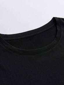 Hombres Camiseta de hombros caídos con estampado floral con sloganTee - Negro - Ver 6