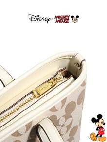 Disney 迪士尼官方授权女士手提包，简约米奇印花，大容量休闲单肩包，适合工作通勤、学生、日常使用。 - 彩色 - 查看 10