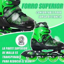 Patines en Línea Ajustables para Niños y Niñas | Azul y Negro con Detalles Verdes | Talla M (20.5-23cm), Ruedas de 72mm, Diversión y Estabilidad - Verde - Ver 3