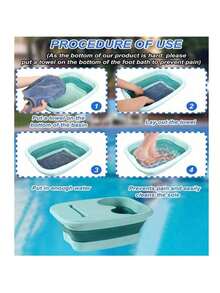 1pc Foldable Foot Spa Basin, Folding Foot Bath Tool, Foot Massage Device, Thick Plastic Portable Foot Tub For Home & Dorm, Bathroom Accessory, Suitable For Home & Travel (Random Color & Style) - Multicolor - View 4