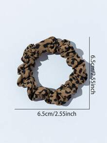 Bộ 5 chiếc dây buộc tóc bằng satin in họa tiết da báo tối giản thanh lịch, đa năng, phù hợp cho kỳ nghỉ và du lịch. - Nhiều màu - Xem 5