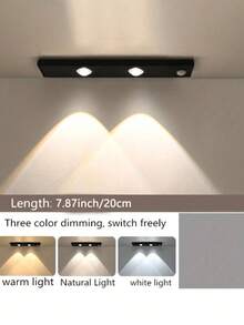 1件 LED 感應燈，附人體感應器，3色溫可調，超薄智能廚房檯燈，自黏式，適用於廚房、臥室、櫥櫃、衣櫃、樓梯、走廊等，廚房、臥室與衣櫃必備家居配件 - 三色 - 查看 14