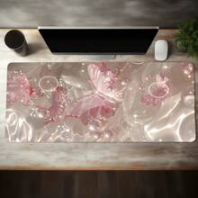 Pink Butterfly Large Gaming Mousepad Computer HD Keyboard Pad Mouse Mat Desk Mats Anti-Slip Office Mouse Pad Desk Accessories Anti-Slip Base Mouse Pad Aesthetic Mouse Pad - 查看 1