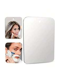 6 pouces x 4 pouces Miroir de salle de bain portable anti-buée en acrylique avec ventouse, facile à nettoyer, convient pour les voyages et la salle de gym, idéal pour le rasage des hommes et le maquillage des femmes, peut être monté au mur ou tenu à la main, acrylique durable - Argent - Voir 6