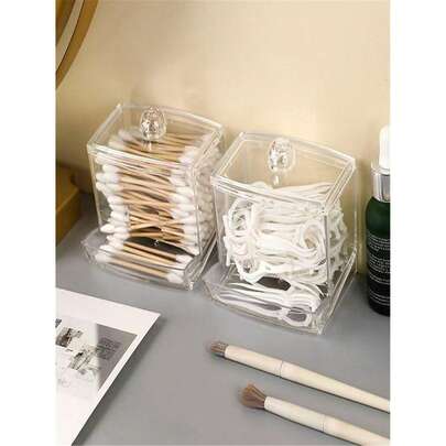 Hộp đựng bông tẩy trang bằng acrylic, hộp đựng tăm bông, bông mút trang điểm, hộp đựng đồ trang điểm.