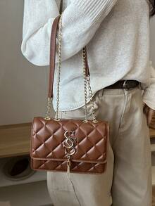 Women's Fashion Solid Color & Printed Wide Strap Tote Shoulder Bag - Brown - View 11