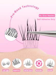 100片单根假睫毛，可重复使用，无需胶水，簇状假睫毛，DIY睫毛嫁接，轻盈柔软，适合日常佩戴 - C - 查看 6