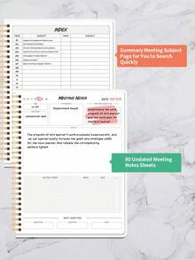 B5 Size Meeting Notebook With Action Items, Project Planning Notepad For Recording Office/Business Meeting Notes And Agenda, Suitable For Men & Women, 140 Pages, 7"X10" Size, Office Supplies, Teacher's Day Gift, Nurse's Day Gift, Mother's Day Gift - Pink - View 8