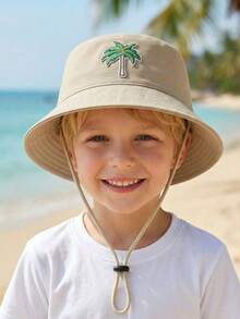 1pc 2-6Y Toddler Boys' Coconut Tree Bucket Hat, Cute Summer Sun Hat, Lightweight Quick Dry Soft Material, One Size Fits Most, Washable For Beach, Outdoor Play, Camping - 1PC - View 4
