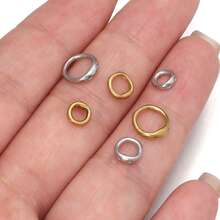 10pcs/Pack Stainless Steel Double Hole Pig Nose Rings, 5/6/8mm Simple Solid Color Metal Rust-Proof Linking Rings, DIY Jewelry Accessories For Bracelets, Keychains, Pendants - Hidden Coil - View 3