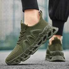 Zapatos casuales de malla transpirables para hombre, zapatillas de running ligeras, zapatos deportivos cómodos - Verde - Ver 6