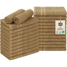 Utopia Towels Bleach Proof Salon Towel 16 By 27 Inches, Bleach Proof Gym 100% Cotton Hand Towel, 24 Pack, Black - 駝色 - 查看 4