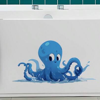 1 miếng dán tường hình bạch tuộc màu xanh dương rực rỡ với các xúc tu uốn cong - Những miếng dán PVC có thể tháo rời này rất thích hợp để trang trí phòng khách, nhà cửa, phòng tắm và tủ bếp.
