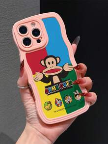 Official Licensed Paul Frank Wave Pattern TPU Material Phone Case, Full Body Shock-Proof Protection With Camera Cover, Featuring Monkey, Giraffe, Rabbit, Dog Cartoon Characters And Letters, New Design Suitable For IPhone 13/14/15/16/17 Pro Max - Multicolor - View 1