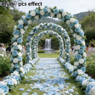 4 piezas Enredadera artificial de rosas azules y blancas extra largas, adecuada para decoración de hotel, fiesta en la habitación, boda en el hogar, arco de pared para cumpleaños, decoración de Año Nuevo, decoración del hogar, decoración floral de pared de primavera, decoración de boda, decoración, decoración de fiesta de té del Día de la Madre en el jardín, decoración floral de plástico duradero