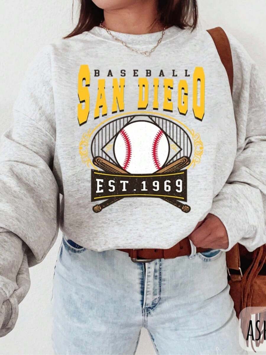 San Diego Baseball Sweatshirt, Vintage Style San Diego Baseball Crewneck, The Pads T-Shirt, San Diego Sports Fan Sweatshirt_1 (2) - Xám - Xem 1