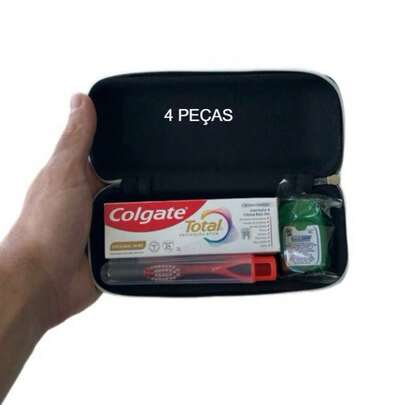 Kit Viagem CG Higiene Bucal Portátil Trabalho Estojo Rígido Completo (Escova + Pasta + Fio Dental)  Miniatura