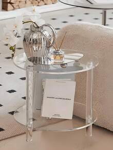 1 Set Acrylic Sofa Side Table, Detachable Coffee Table Suitable For Living Room, Bedroom, Bathroom, Hallway Storage Rack - Transparent - View 1