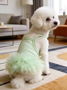 1 chiếc váy ba lê vải tuyn thanh lịch cho chó cưng, váy công chúa không tay trang phục dự tiệc lãng mạn, phù hợp cho chó nhỏ, mèo, mùa xuân/hè mát mẻ - Hồng - Xem 9