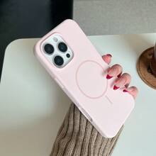 Ốp lưng silicon lỏng từ tính cho iPhone 16 Pro Max - Màu hồng nhạt - Xem 2