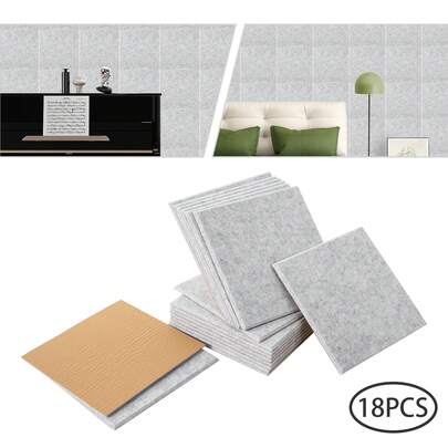 18 Piece Acoustic Plate, 9mm/0.35in Acoustic Treatments, High Density Soundproofing Wall For Wall Decoration And Acoustic Treatment, Soundproofing Plates