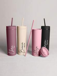 Bình nước có ống hút in chữ sáng tạo tùy chỉnh, ly thẳng có ống hút, quà tặng ly thẳng unisex cá nhân hóa, phù hợp cho anh ấy/cô ấy, bạn trai, bạn gái, bố, mẹ, gia đình, bạn bè, tân gia, văn phòng, trường học, nhà ở, quà tặng độc đáo - Nhiều màu - Xem 5