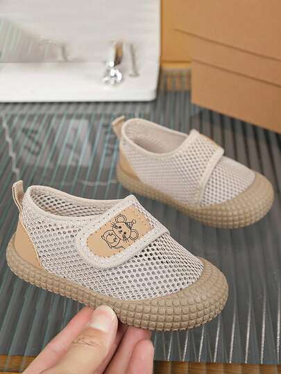 1 Pair Summer New Mesh Breathable Sports Shoes For Toddlers, Infants And Kids, Soft Bottom Anti-Slip Breathable Baby Shoes, Closed-Toe Prewalker Shoes (Please Select According To Actual Insole Length, Insole Length = Foot Length + 0.5 Cm, Add 1 Cm For Babies)